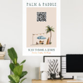 Poster Panneau QR Leçon de surf à l'aquarelle (Bureau à domicile)