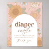 Poster Panneau rabat Retro Fleur sauvage Baby shower (Devant)