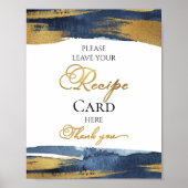 Poster Panneau Recette Fête des mariées Gold Blue Abstrai (Devant)