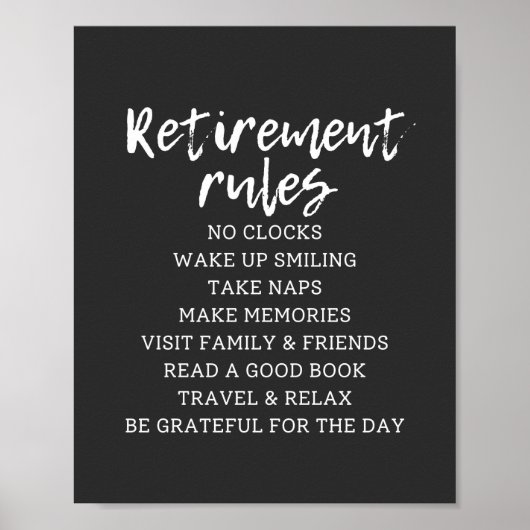 Poster Panneau Règles de retraite, Panneau Cadeau de retr (Devant)