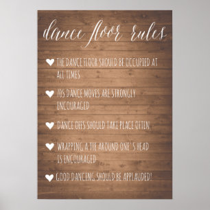 Poster Panneau Règles du plancher de danse   Symbole rust
