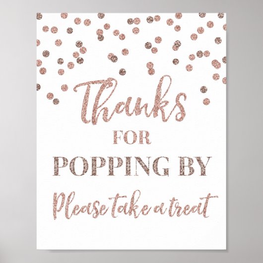 Poster Panneau Remerciements Confetti Rose Gold pour Visi (Devant)
