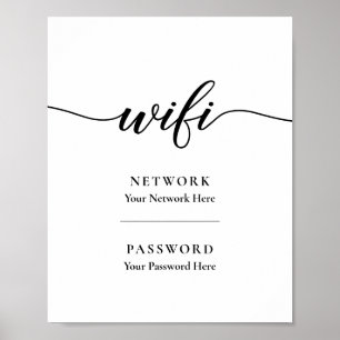Poster Panneau réseau de mot de passe Wifi Calligraphie i