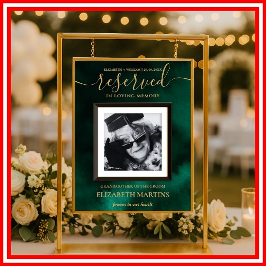 Poster Panneau réservé Emerald Green & Gold Décédé