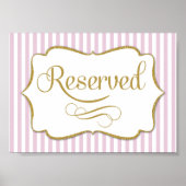 Poster Panneau Réservé Rayure Rose Or (Devant)