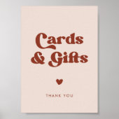 Poster Panneau Retro élégant Peach Pink Cartes & Cadeaux (Devant)