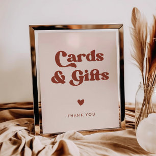 Poster Panneau Retro élégant Peach Pink Cartes & Cadeaux