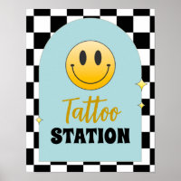 Panneau Retro One Happy Dude Birthday Tattoo Stati