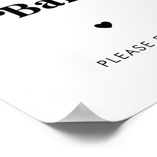 Poster Panneau rétro Script Dessert Bar Noir Blanc Mariag (Coin)