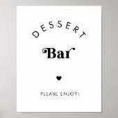 Poster Panneau rétro Script Dessert Bar Noir Blanc Mariag (Devant)