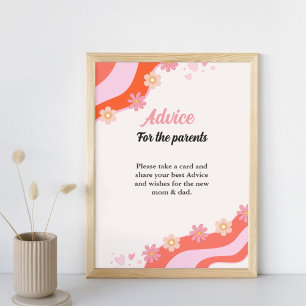 Poster Panneau Retro Super Daisy baby shower ADvice Paren