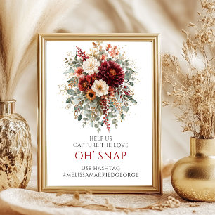 Poster Panneau Rich Marsala Autumn Floral Oh Snap 8x10