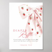 Poster Panneau rond Baby shower de fraise rose Bow (Devant)