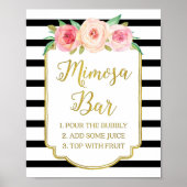 Poster Panneau Rose Floral Mimosa Bar Signe Or Grandes No (Devant)