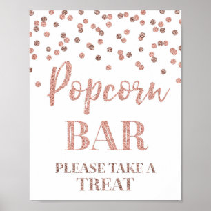 Poster Panneau rose Gold Confetti Popcorn Bar