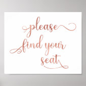 Poster Panneau Rose Mariage or - "S'il vous plaît trouvez (Devant)