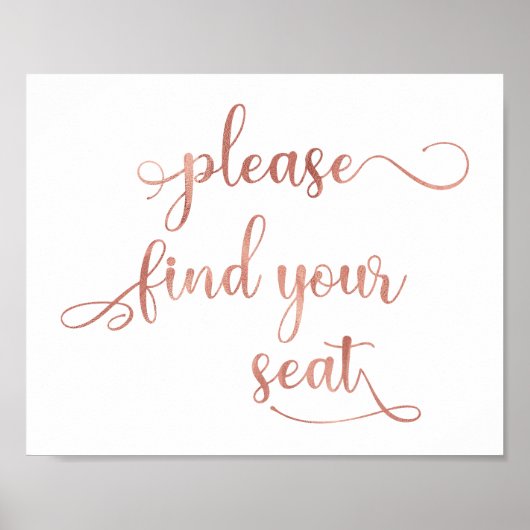 Poster Panneau Rose Mariage or - "S'il vous plaît trouvez (Devant)