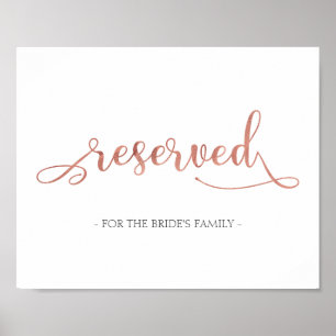 Poster Panneau rose or blanc Mariage "Réservé"