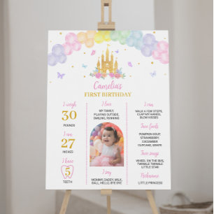 Poster Panneau rose or princesse Château Anniversaire Jal