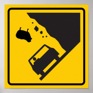 Poster Panneau routier de la zone des moutons en chute