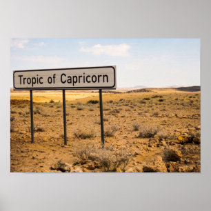 Poster Panneau routier du Tropique du Capricorne