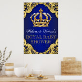 Poster Panneau Royal Blue Gold Prince Baby shower (Cuisine)