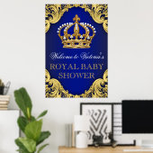 Poster Panneau Royal Blue Gold Prince Baby shower (Bureau à domicile)