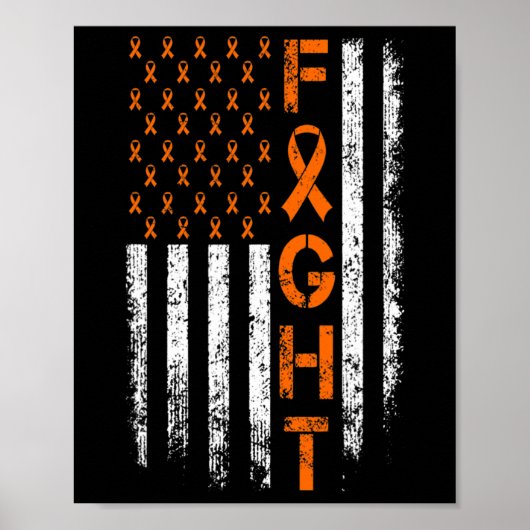 Poster Panneau ruban orange - Sensibilisation à la leucém (Devant)