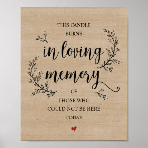 Poster Panneau Rustic Vines Mariage Memorial (CANDLE)