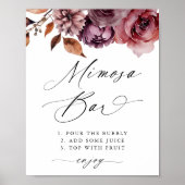 Poster Panneau Rustique Automne Floral Mariage Mimosa Bar (Devant)