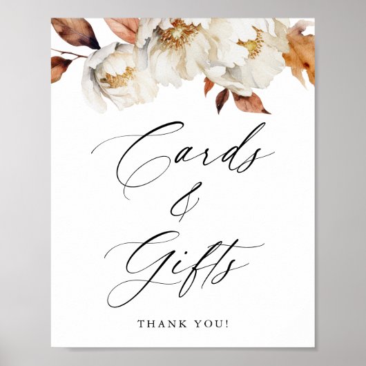 Poster Panneau Rustique Automne Floral Mariages Cartes et (Devant)