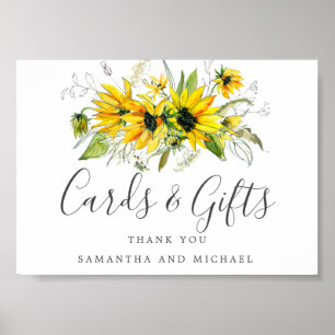 Poster Panneau Rustique Boho Sunflower Cartes de mariage