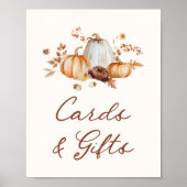 Poster Panneau Rustique Citrouille Floral Cartes et Cadea (Devant)