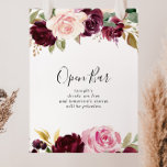 Poster Panneau Rustique Floral Botanique Mariage Open Bar<br><div class="desc">Cette enseigne de bar botanique fleurie et rustique mariage est parfaite pour un mariage moderne. Le design présente de belles fleurs et des feuillages dessinés à la main et colorés,  élégamment arrangés en bouquets attrayants.</div>