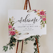 Poster Panneau Rustique Floral et plume Mariage de bienve