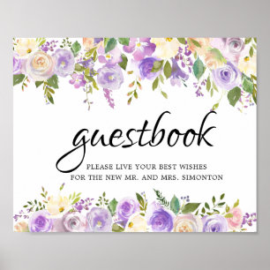 Poster Panneau Rustique Floral Violet