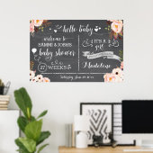 Poster Panneau Rustique Hello Baby Floral Baby shower (Bureau à domicile)