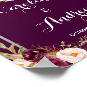 Poster Panneau Rustique Mariage d'accueil Plum violet (Coin)