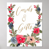 Poster Panneau Rustique Mariage d'aquarelle Florale d'hiv (Devant)