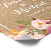 Poster Panneau Rustique Mariage de bienvenue de Burlap Fl (Coin)