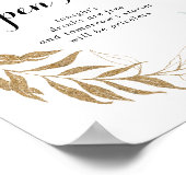Poster Panneau Rustique Mariage Eucalyptus Gold Open Bar (Coin)