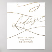 Poster Panneau Salle de bain Romantique Gold Calligraphy (Devant)