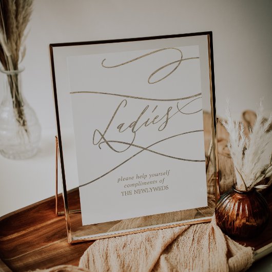 Poster Panneau Salle de bain Romantique Gold Calligraphy