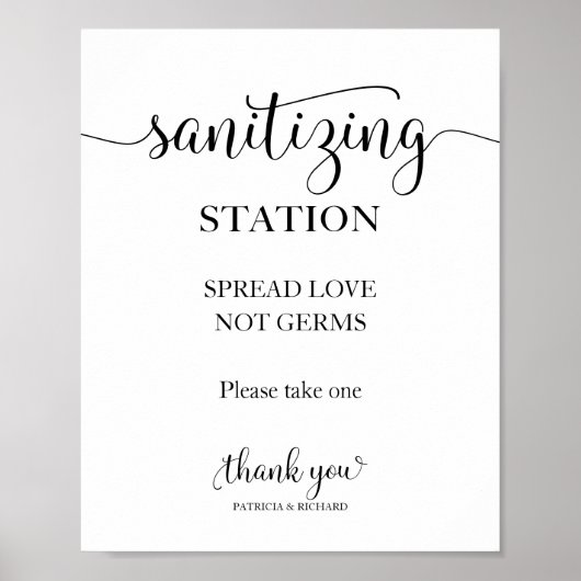 Poster Panneau Sanitiation Station Étaler Amour Pas Germe (Devant)