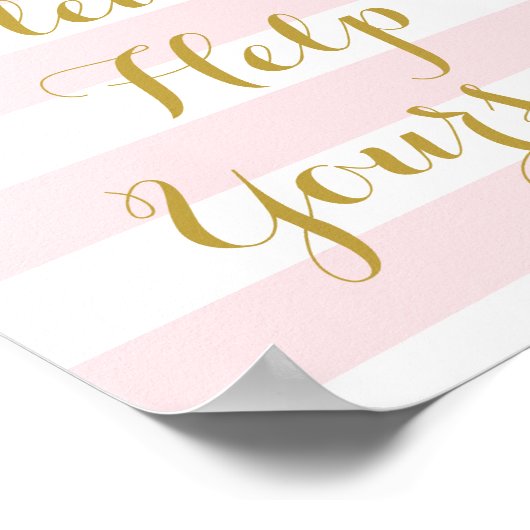 Poster Panneau 'Servez-Vous' Rayures Roses Or (Coin)