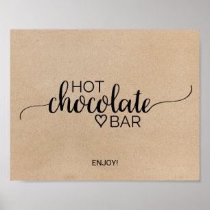 Poster Panneau simple de bar de chocolat chaud kraft faux