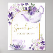 Poster Panneau Snacks de thé à Fête des mariées florale v (Devant)