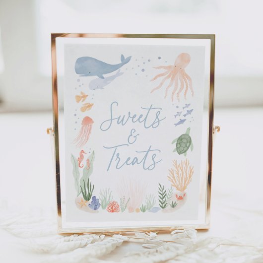 Poster Panneau Sous la mer Anniversaire de sucreries et d