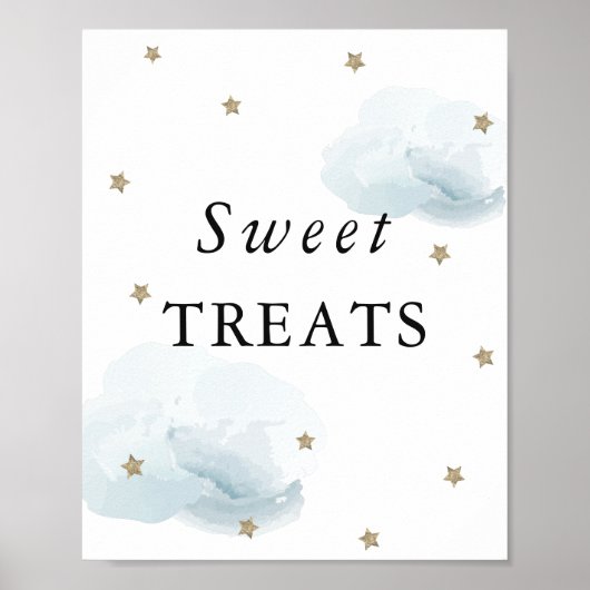Poster Panneau Stars & Blue Clouds Baby shower Sweet Trai (Devant)