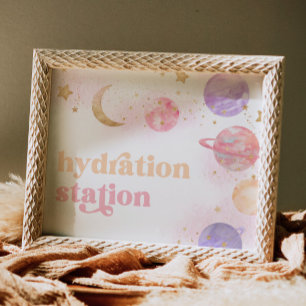 Poster Panneau Station d'hydratation spatiale pour fille